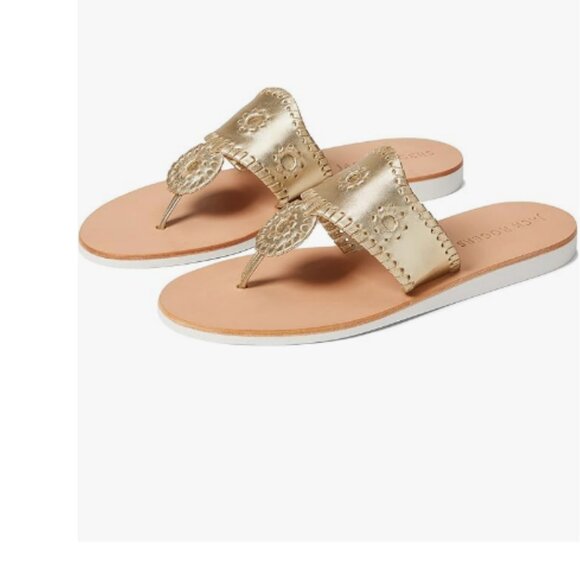 🌹HOST PICK-JACK ROGERS PLATINUM SLIP-ON LEATHER SANDAL/NWOT-MADE IN BRAZIL/SZ 7 - Picture 2 of 9